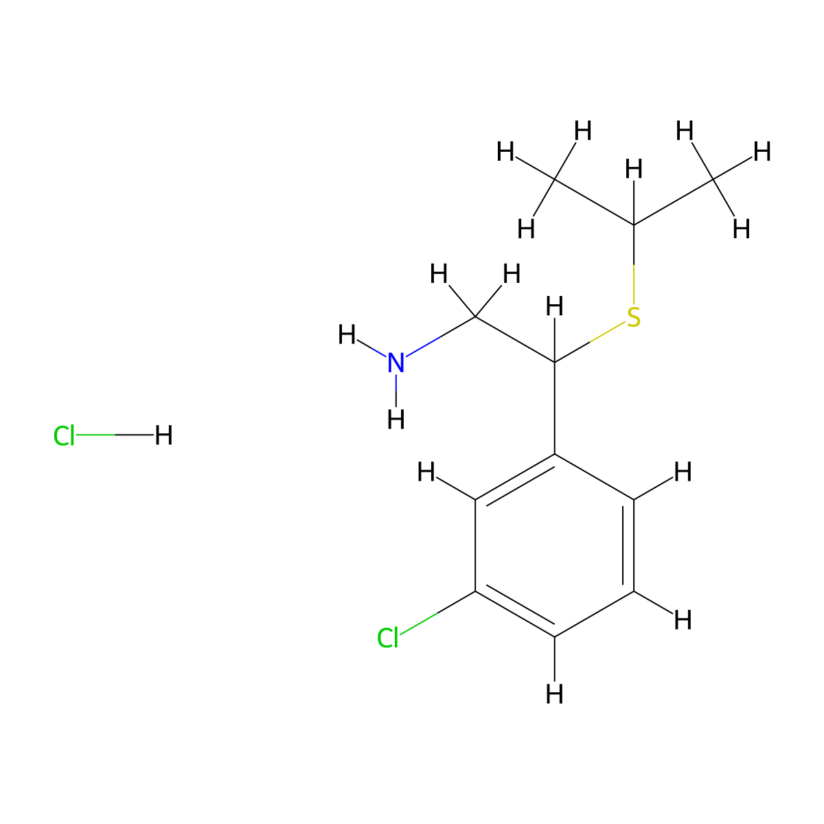 2-(3-Chlorophenyl)-2-(propan-2-ylsulfanyl)ethan-1-amine hydrochloride molecular structure, CAS 1311315-02-2