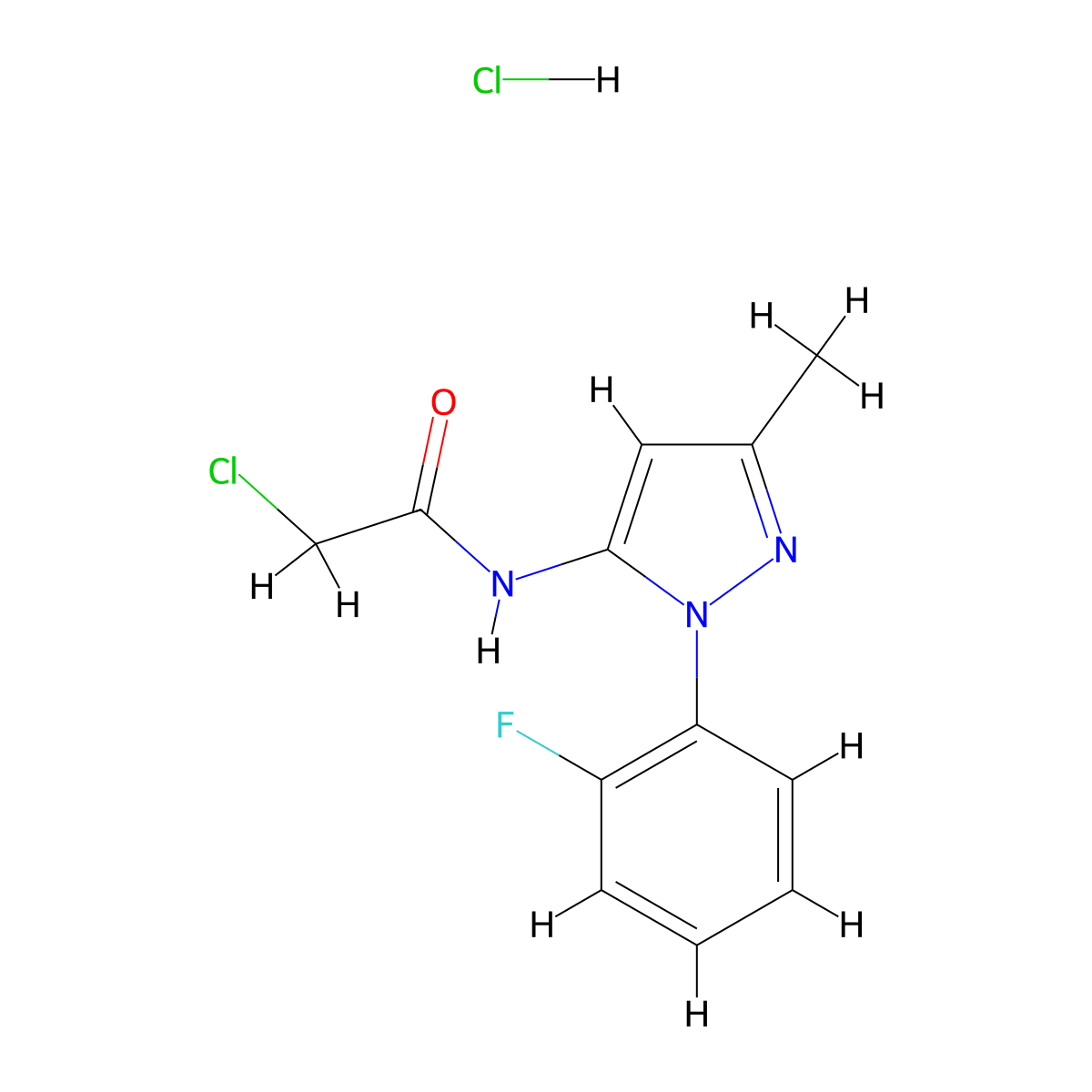 2-chloro-N-[1-(2-fluorophenyl)-3-methyl-1H-pyrazol-5-yl]acetamide hydrochloride molecular structure, CAS 1311315-04-4