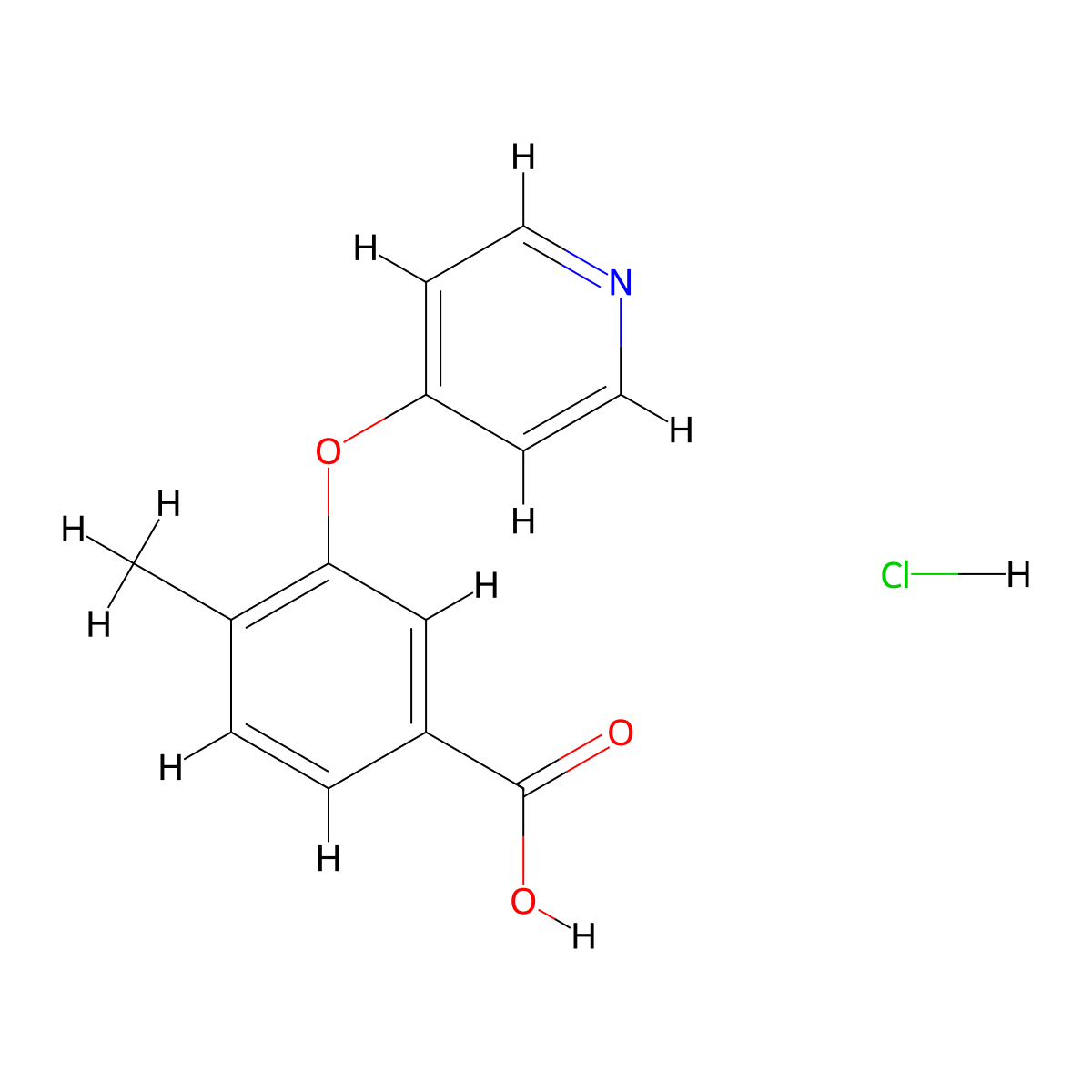4-Methyl-3-(pyridin-4-yloxy)benzoic acid hydrochloride molecular structure, CAS 1311315-05-5