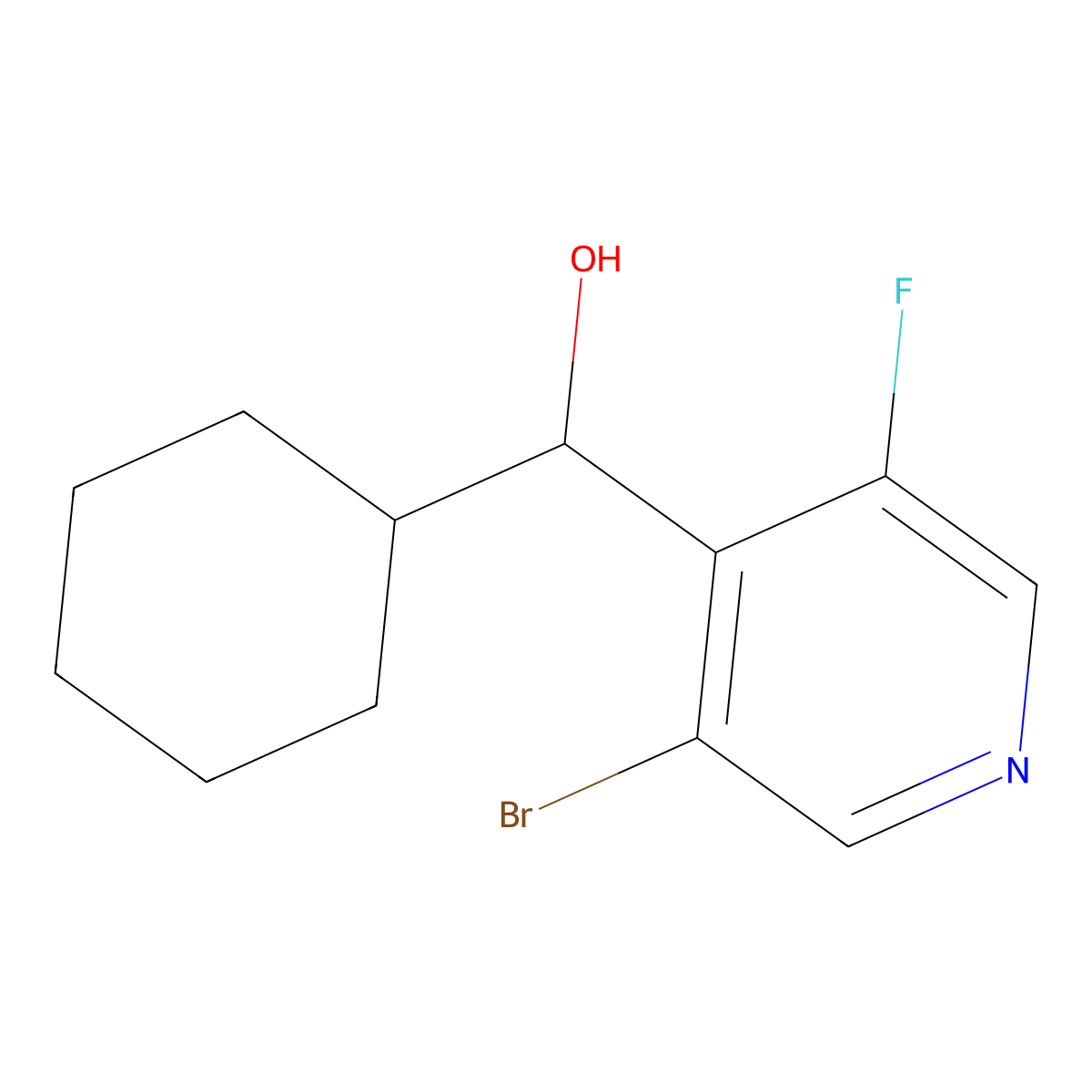 (3-Bromo-5-fluoropyridin-4-yl)(cyclohexyl)methanol molecular structure, CAS 1311315-09-9