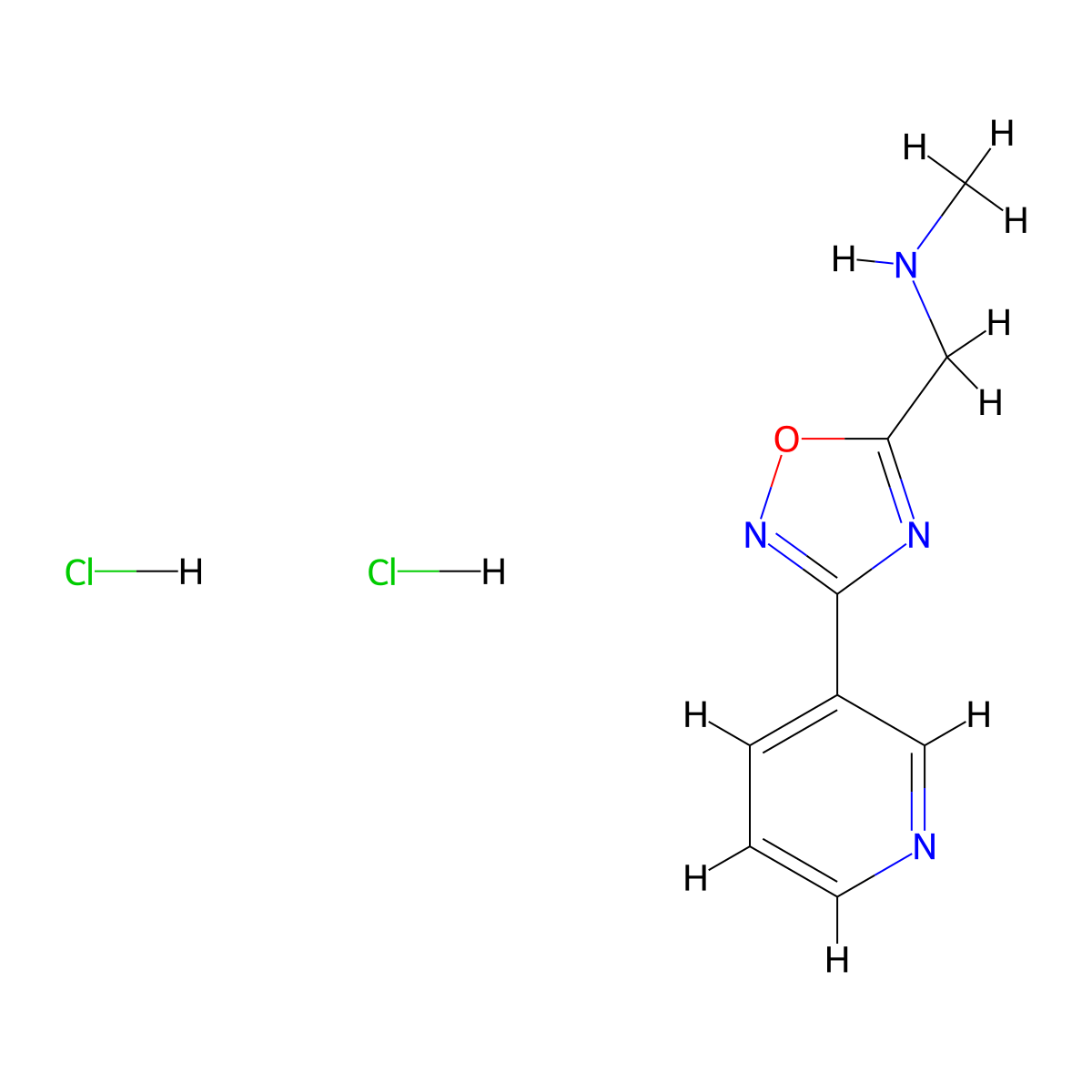 Methyl({[3-(pyridin-3-yl)-1,2,4-oxadiazol-5-yl]methyl})amine dihydrochloride molecular structure, CAS 1311315-17-9