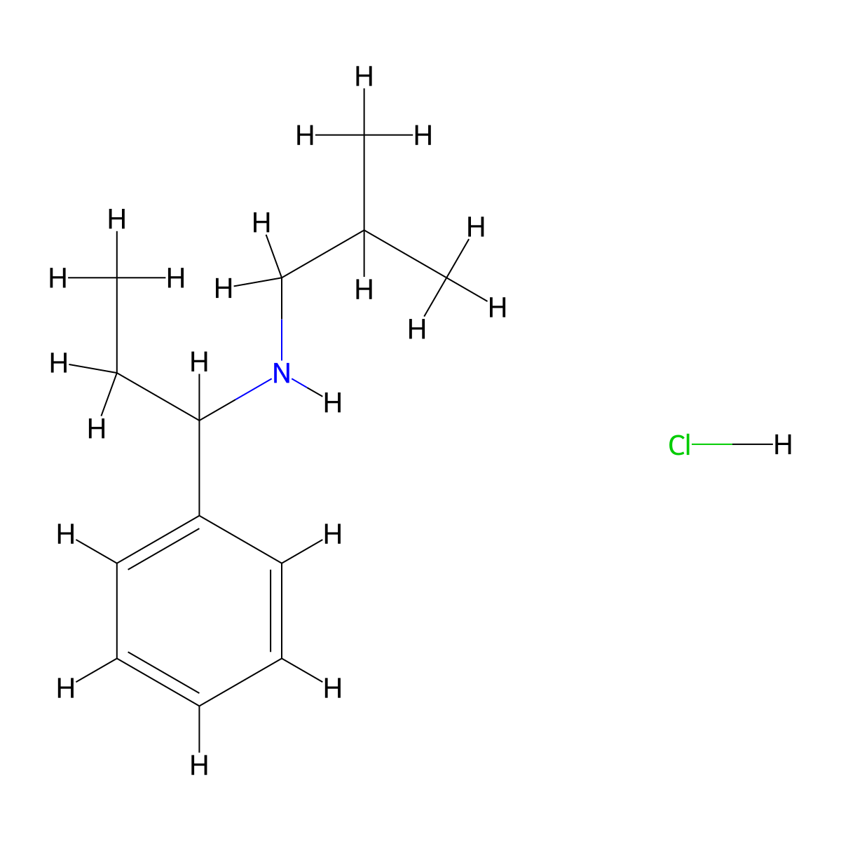 (2-Methylpropyl)(1-phenylpropyl)amine hydrochloride molecular structure, CAS 1311315-22-6