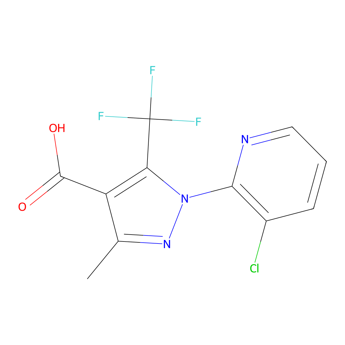 1-(3-chloropyridin-2-yl)-3-methyl-5-(trifluoromethyl)-1H-pyrazole-4-carboxylic acid molecular structure, CAS 1311315-23-7