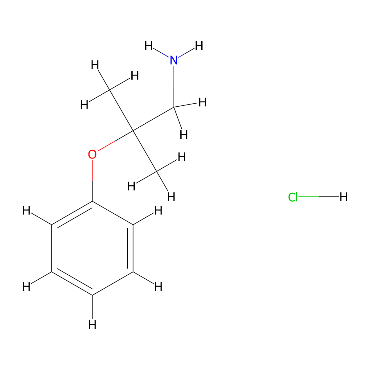 [(1-Amino-2-methylpropan-2-yl)oxy]benzene hydrochloride molecular structure, CAS 1311315-26-0