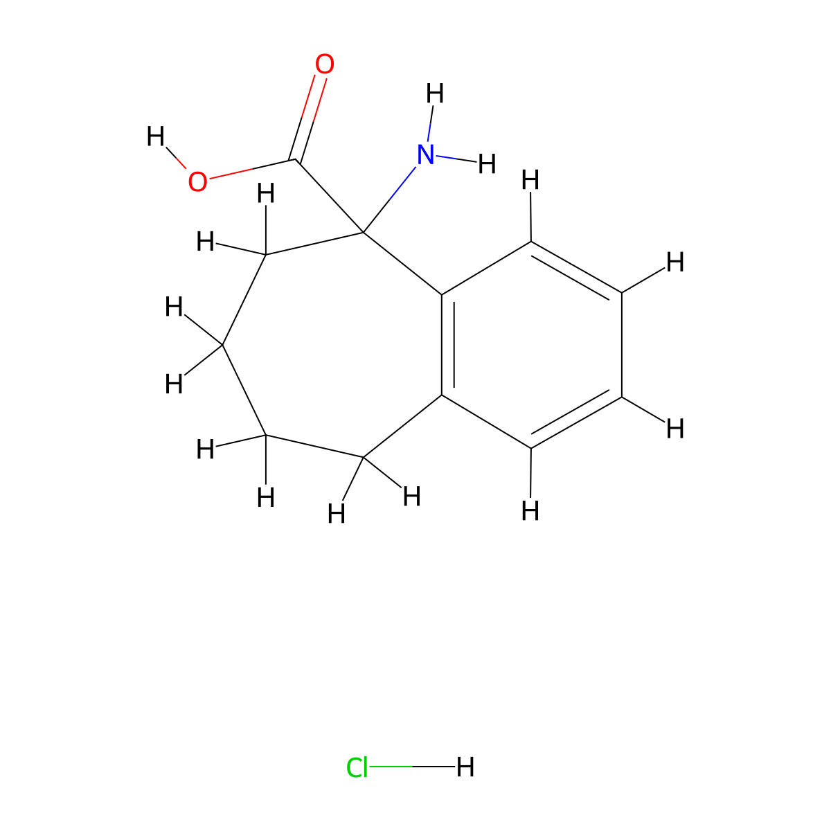 5-amino-6,7,8,9-tetrahydro-5H-benzo[7]annulene-5-carboxylic acid hydrochloride molecular structure, CAS 1311315-29-3