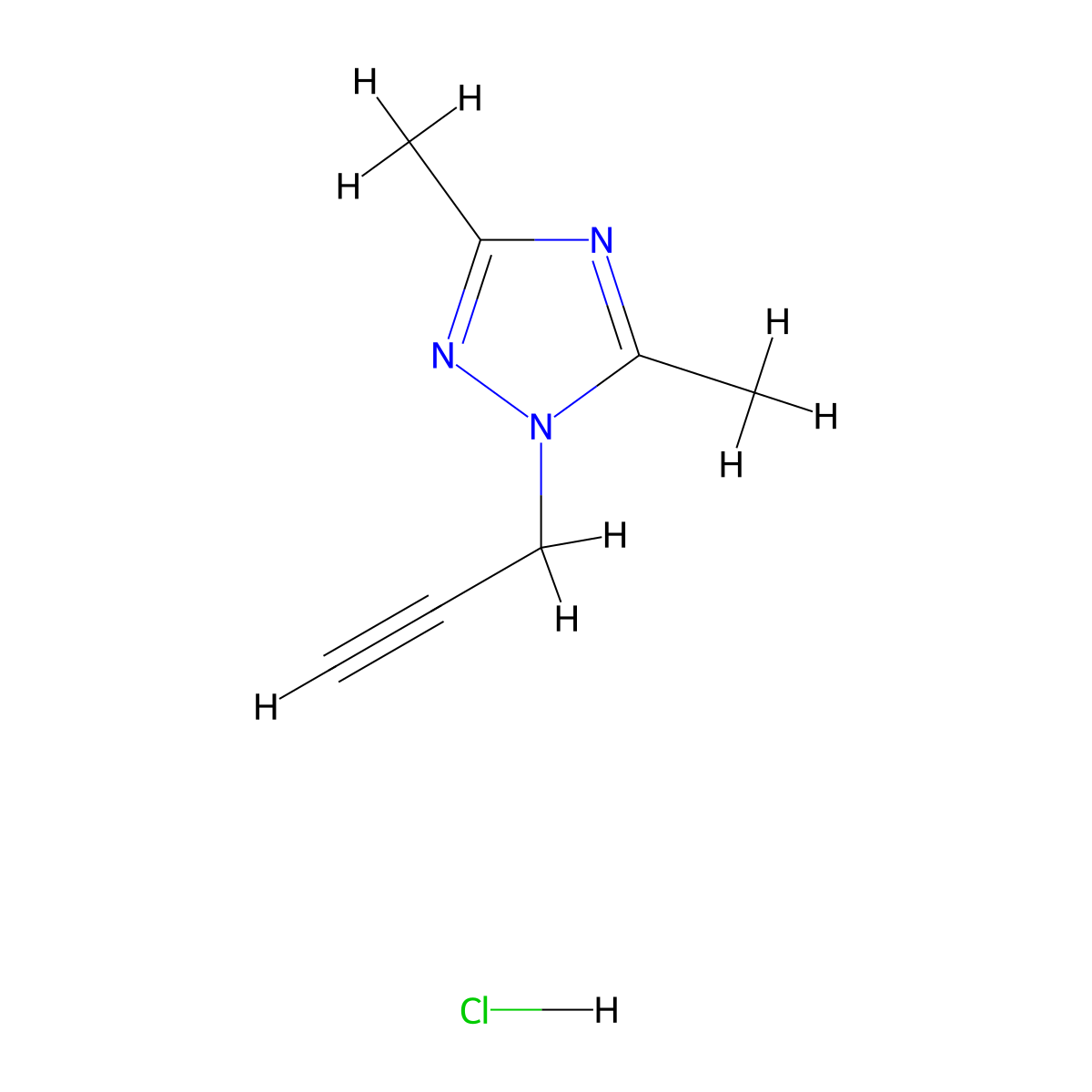 3,5-dimethyl-1-(prop-2-yn-1-yl)-1H-1,2,4-triazole hydrochloride molecular structure, CAS 1311315-31-7