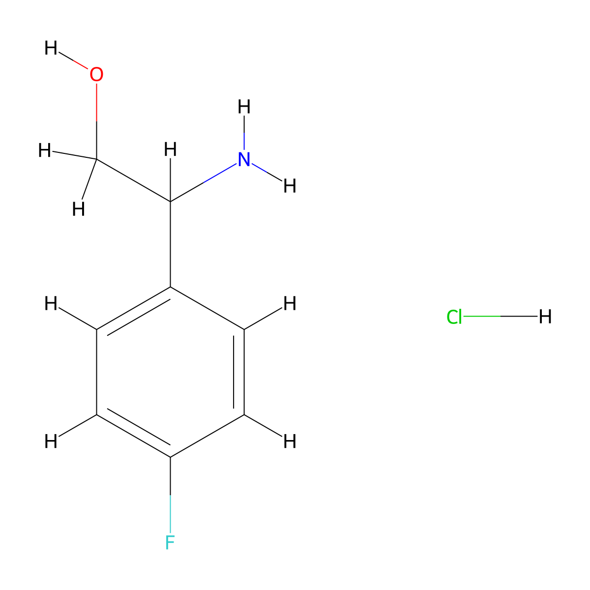 2-Amino-2-(4-fluorophenyl)ethan-1-ol hydrochloride molecular structure, CAS 1311315-33-9