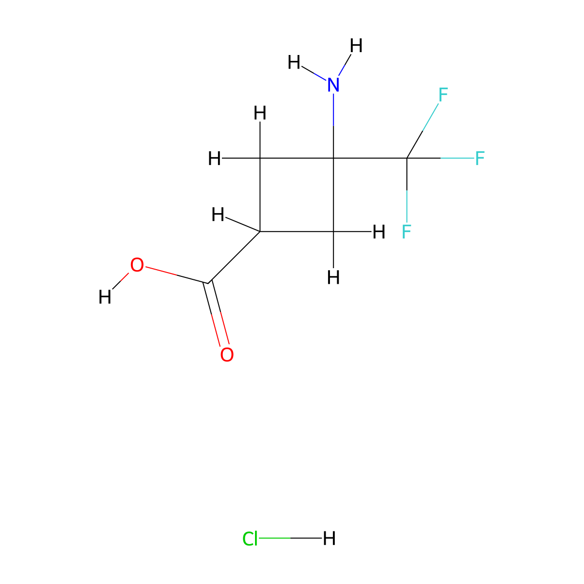 3-Amino-3-(trifluoromethyl)cyclobutane-1-carboxylic acid hydrochloride molecular structure, CAS 1311315-34-0