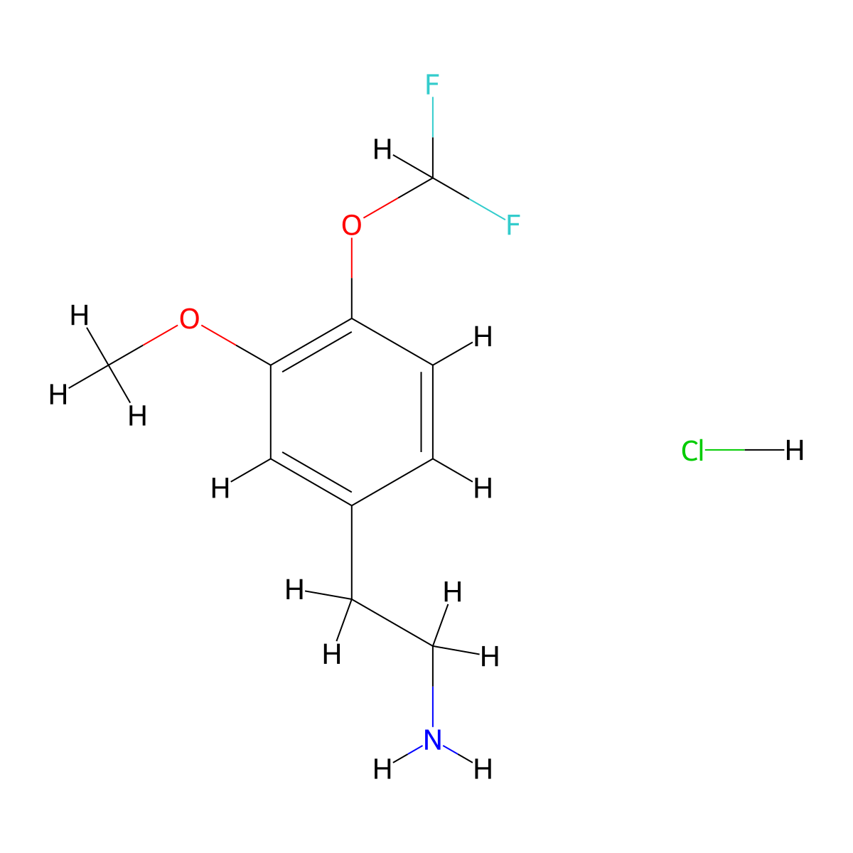 2-[4-(Difluoromethoxy)-3-methoxyphenyl]ethan-1-amine hydrochloride molecular structure, CAS 1311315-36-2