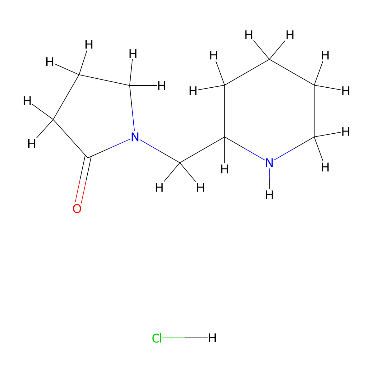1-(Piperidin-2-ylmethyl)pyrrolidin-2-one hydrochloride molecular structure, CAS 1311315-40-8