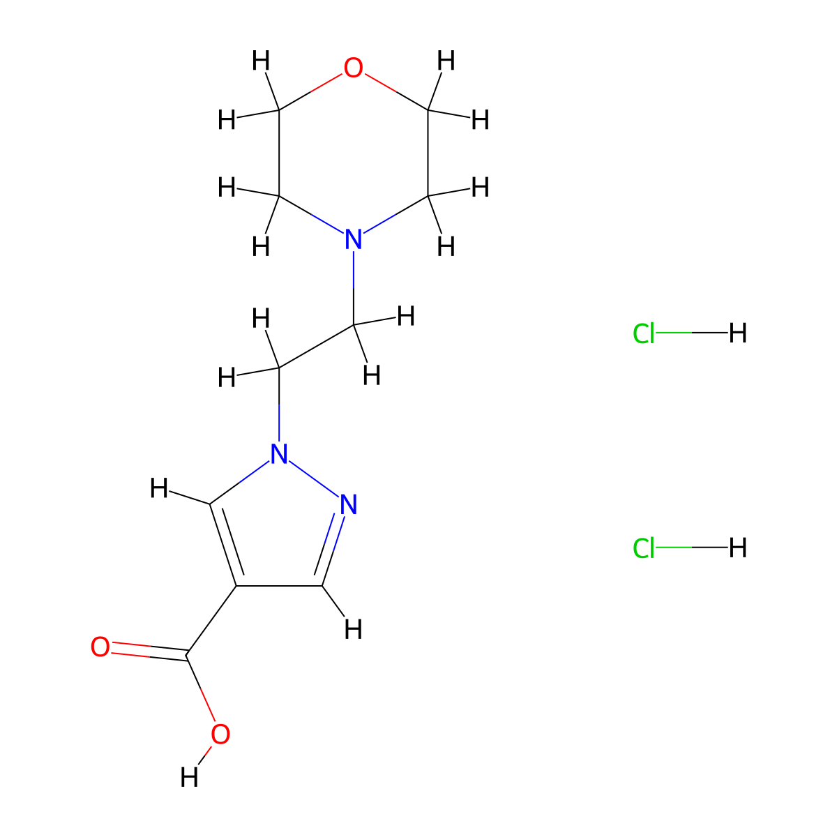 1-[2-(morpholin-4-yl)ethyl]-1H-pyrazole-4-carboxylic acid dihydrochloride molecular structure, CAS 1311315-42-0