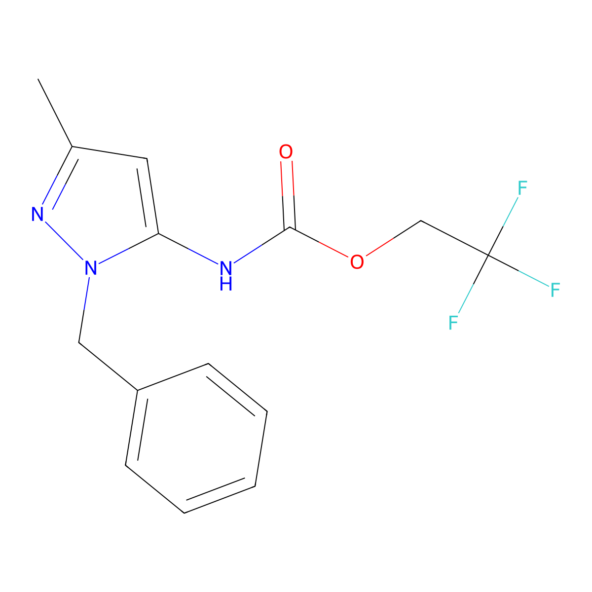2,2,2-trifluoroethyl N-(1-benzyl-3-methyl-1H-pyrazol-5-yl)carbamate molecular structure, CAS 1311315-44-2