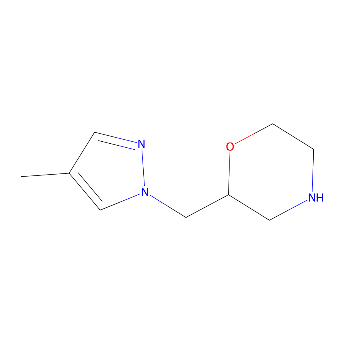 2-[(4-methyl-1H-pyrazol-1-yl)methyl]morpholine molecular structure, CAS 1311315-58-8