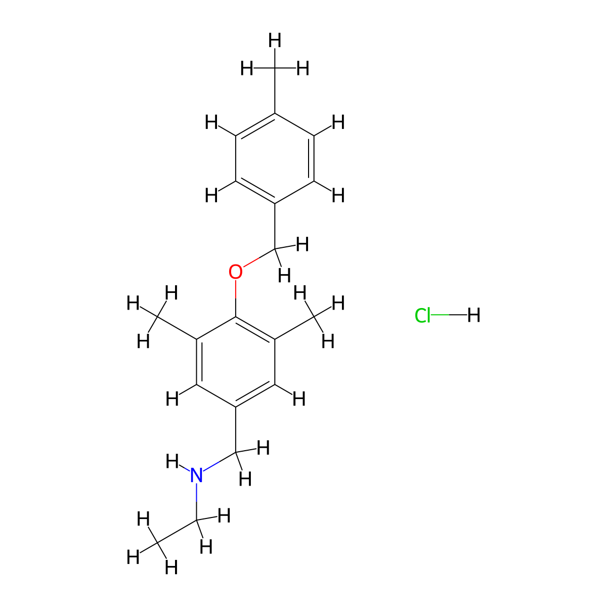 ((3,5-Dimethyl-4-((4-methylphenyl)methoxy)phenyl)methyl)(ethyl)amine hydrochloride molecular structure, CAS 1311315-64-6
