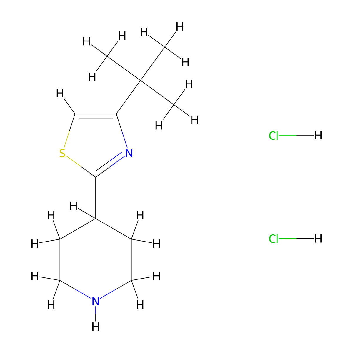 4-(4-Tert-butyl-1,3-thiazol-2-yl)piperidine dihydrochloride molecular structure, CAS 1311315-69-1