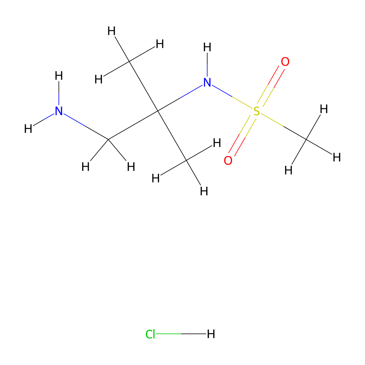 N-(1-amino-2-methylpropan-2-yl)methanesulfonamide hydrochloride molecular structure, CAS 1311315-72-6