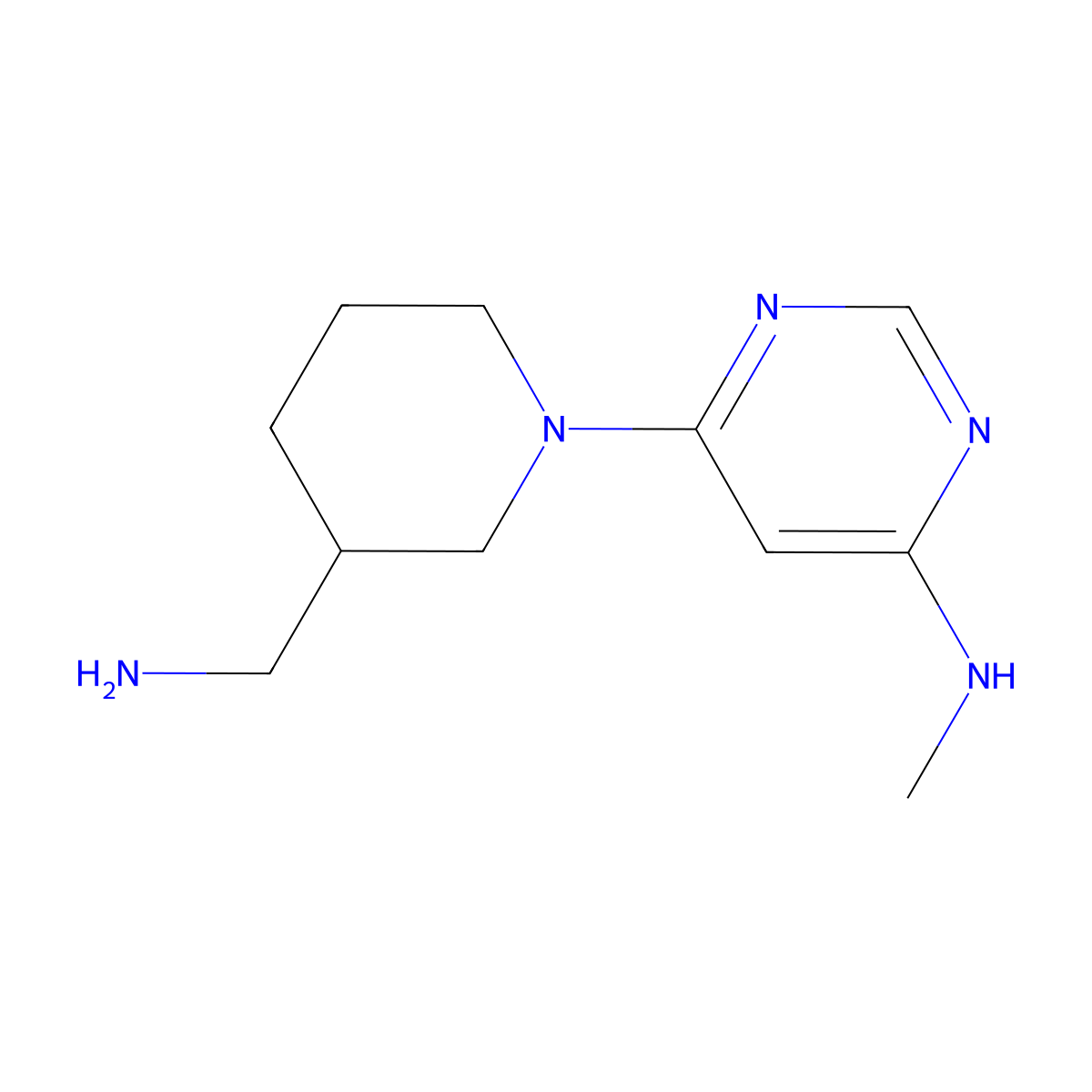 6-[3-(aminomethyl)piperidin-1-yl]-N-methylpyrimidin-4-amine molecular structure, CAS 1311315-73-7