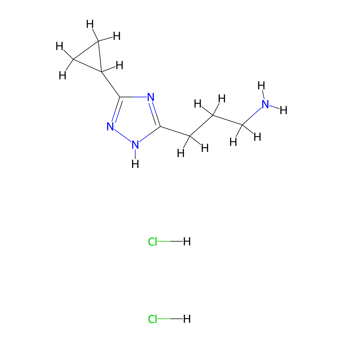 3-(3-cyclopropyl-1H-1,2,4-triazol-5-yl)propan-1-amine dihydrochloride molecular structure, CAS 1311315-75-9