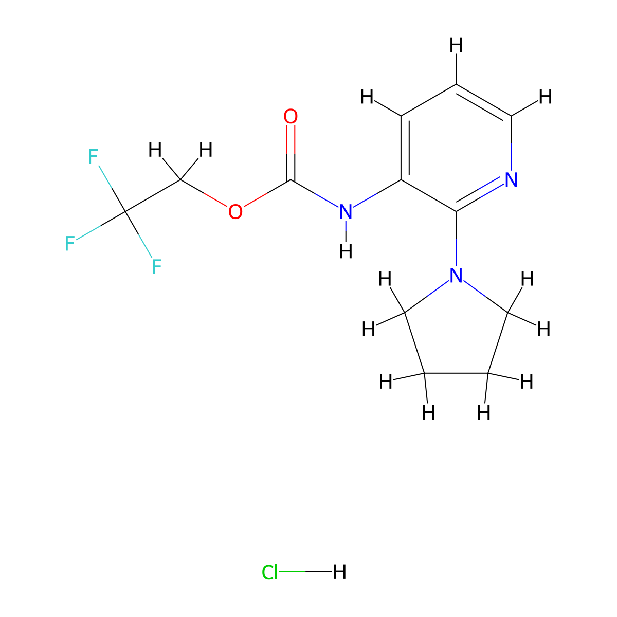 2,2,2-trifluoroethyl N-[2-(pyrrolidin-1-yl)pyridin-3-yl]carbamate hydrochloride molecular structure, CAS 1311315-79-3