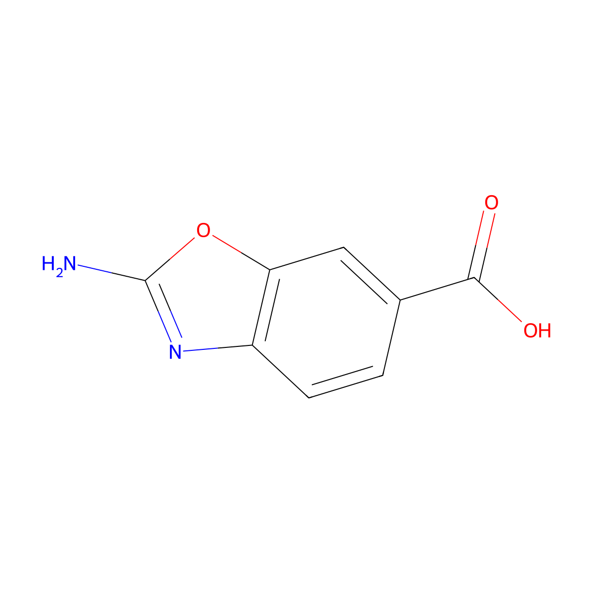 2-Amino-1,3-benzoxazole-6-carboxylic acid molecular structure, CAS 1311315-81-7
