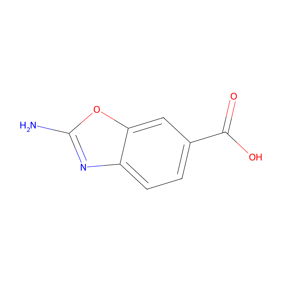 2-Amino-1,3-benzoxazole-6-carboxylic acid molecular structure, CAS 1311315-81-7