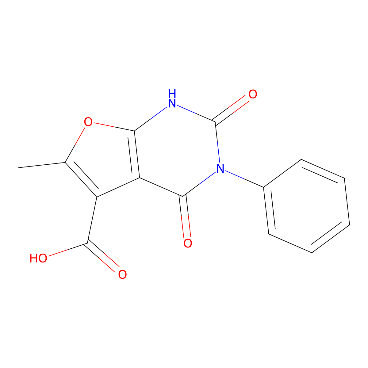 6-methyl-2,4-dioxo-3-phenyl-1H,2H,3H,4H-furo[2,3-d]pyrimidine-5-carboxylic acid molecular structure, CAS 1311315-84-0