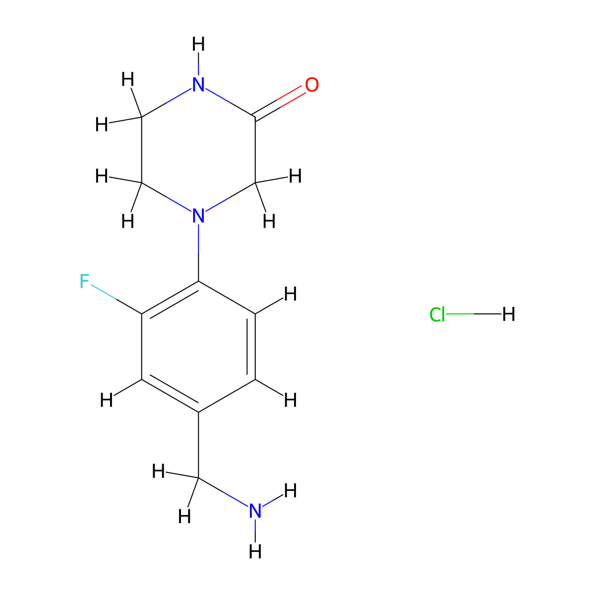 4-[4-(Aminomethyl)-2-fluorophenyl]piperazin-2-one hydrochloride molecular structure, CAS 1311315-93-1