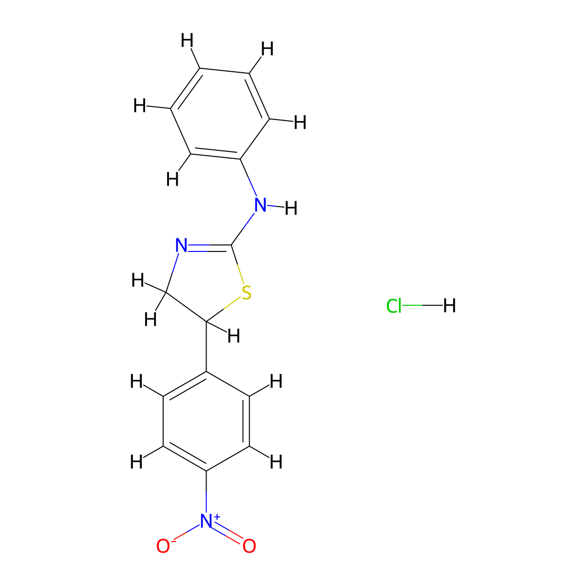 5-(4-nitrophenyl)-N-phenyl-4,5-dihydro-1,3-thiazol-2-amine hydrochloride molecular structure, CAS 1311315-95-3