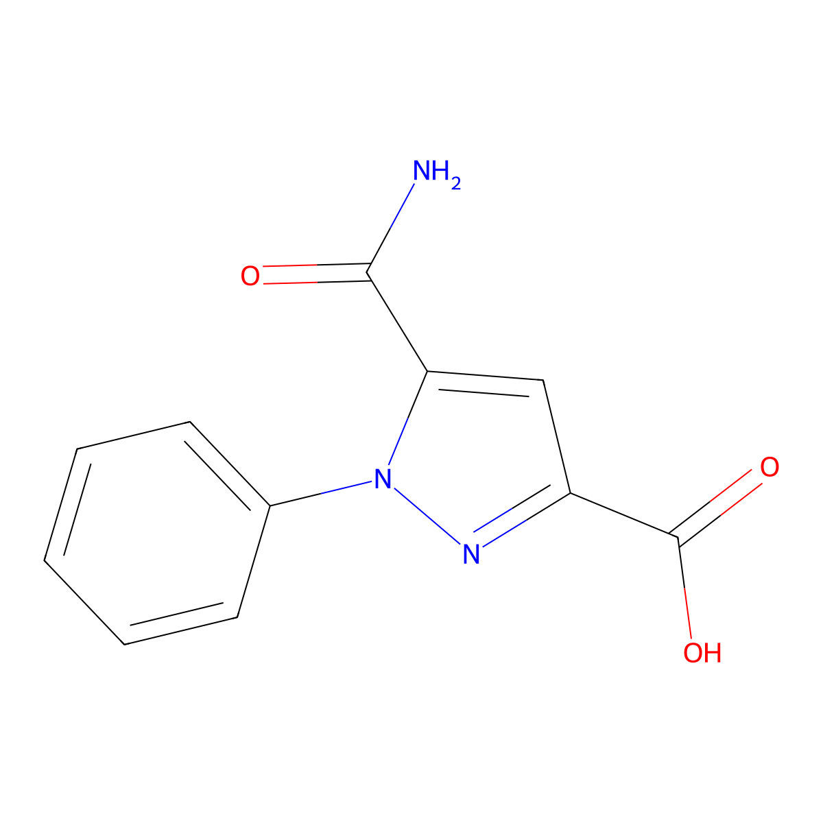 5-carbamoyl-1-phenyl-1H-pyrazole-3-carboxylic acid molecular structure, CAS 1311315-98-6