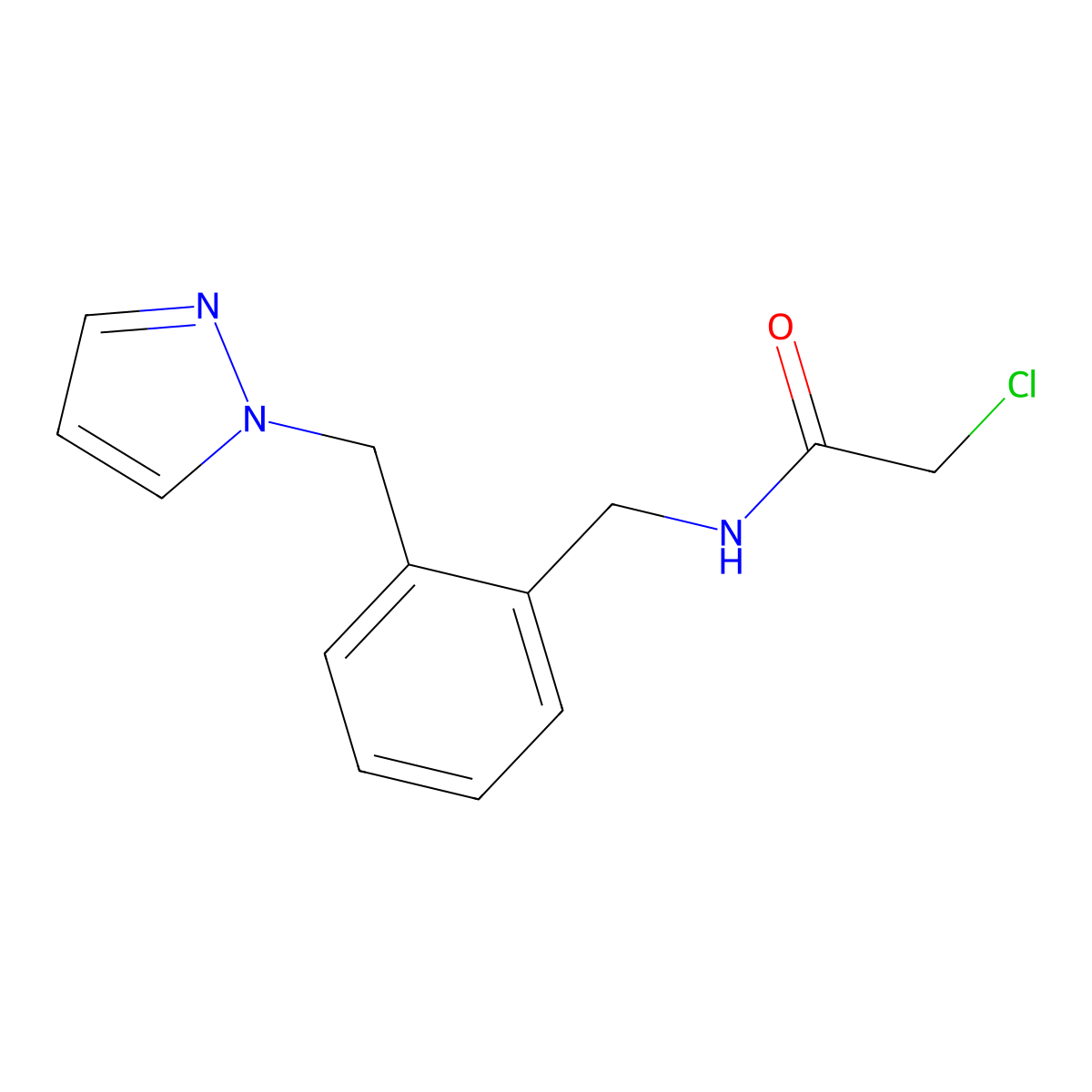2-chloro-N-{[2-(1H-pyrazol-1-ylmethyl)phenyl]methyl}acetamide molecular structure, CAS 1311316-11-6