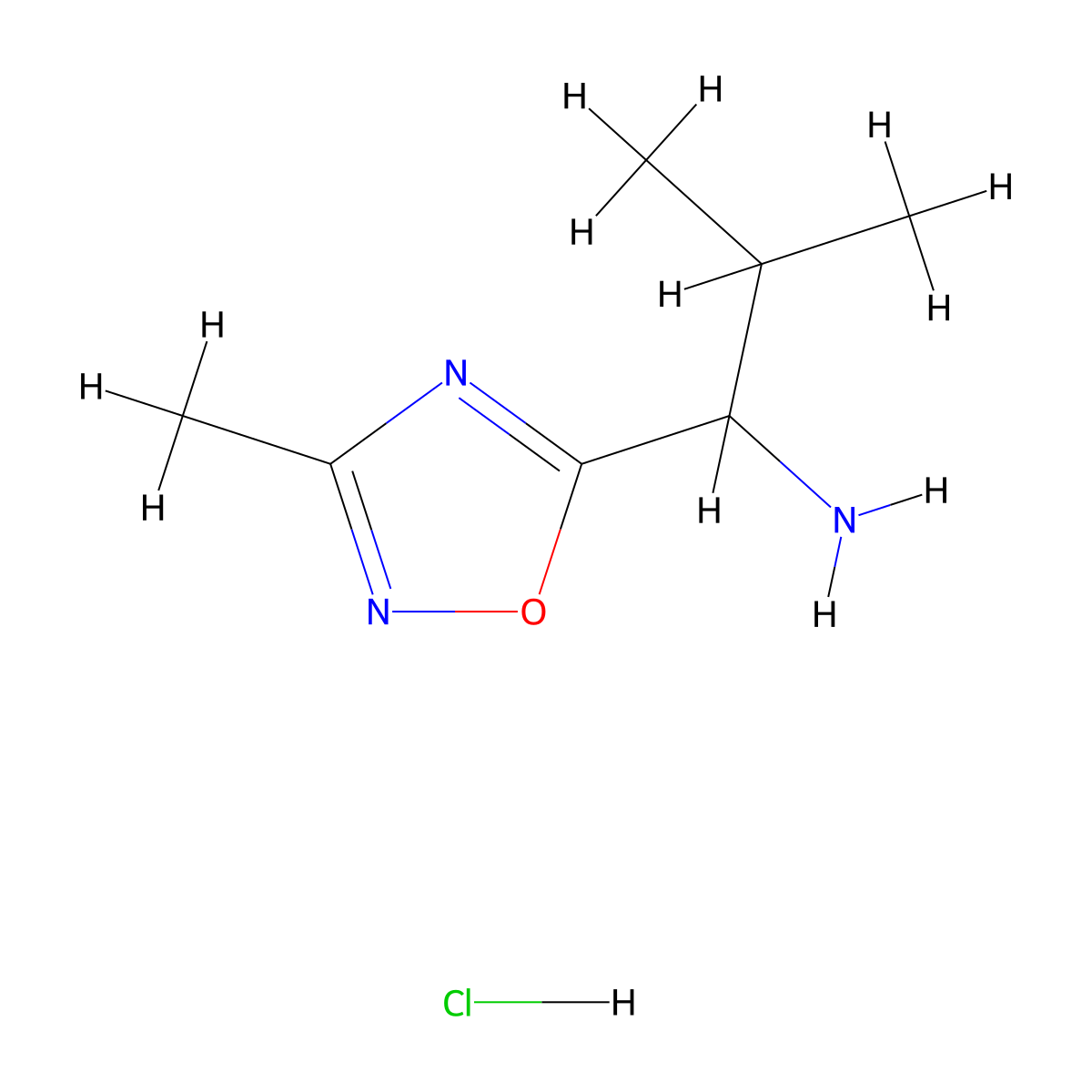 2-Methyl-1-(3-methyl-1,2,4-oxadiazol-5-yl)propan-1-amine hydrochloride molecular structure, CAS 1311316-14-9