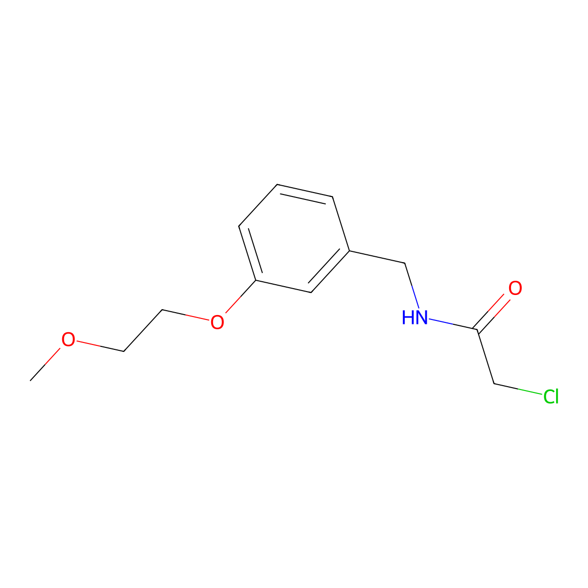 2-chloro-N-{[3-(2-methoxyethoxy)phenyl]methyl}acetamide molecular structure, CAS 1311316-16-1