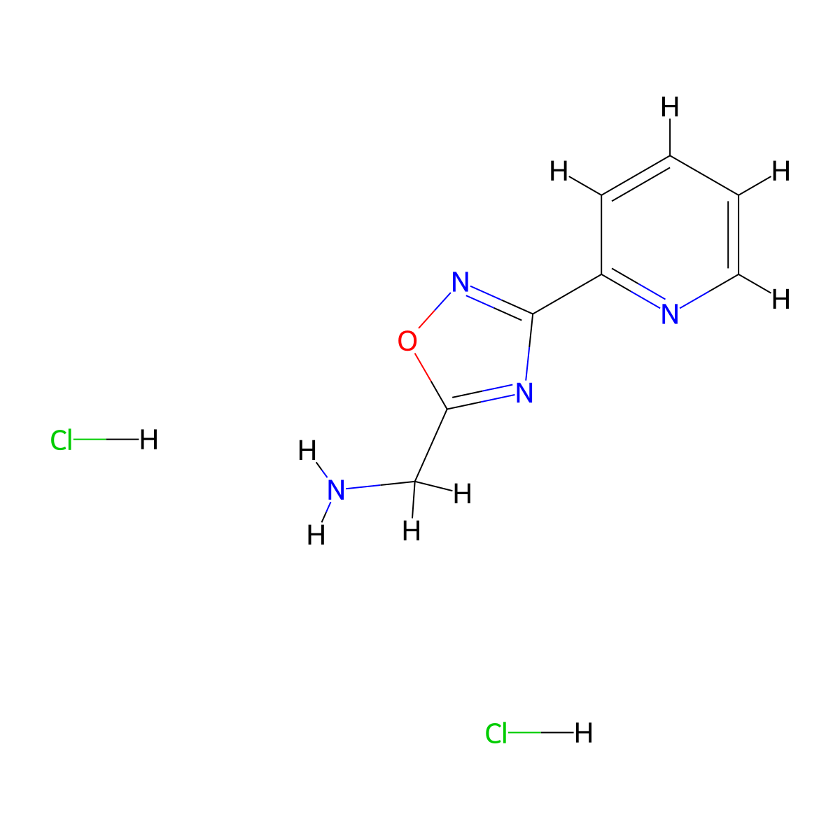 [3-(Pyridin-2-yl)-1,2,4-oxadiazol-5-yl]methanamine dihydrochloride molecular structure, CAS 1311316-23-0