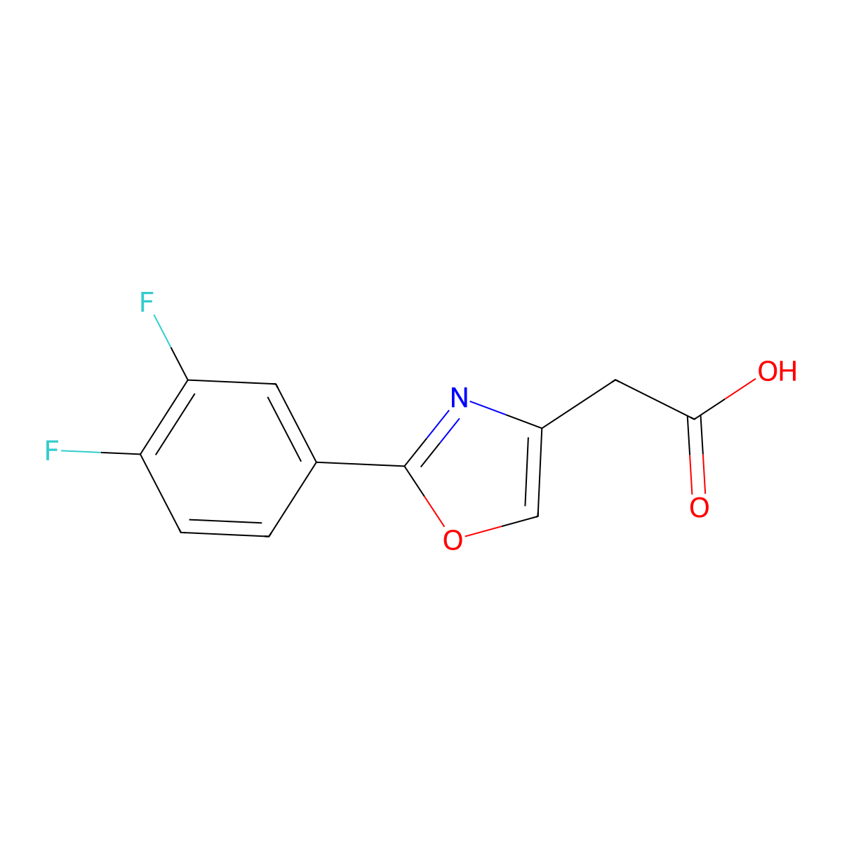 2-[2-(3,4-Difluorophenyl)-1,3-oxazol-4-yl]acetic acid molecular structure, CAS 1311316-26-3