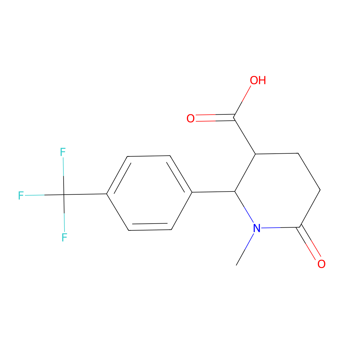 1-Methyl-6-oxo-2-[4-(trifluoromethyl)phenyl]piperidine-3-carboxylic acid molecular structure, CAS 1311316-32-1