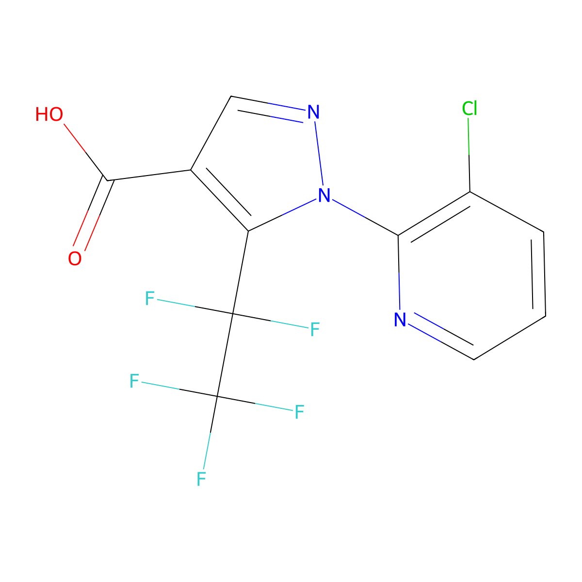 1-(3-chloropyridin-2-yl)-5-(pentafluoroethyl)-1H-pyrazole-4-carboxylic acid molecular structure, CAS 1311316-34-3
