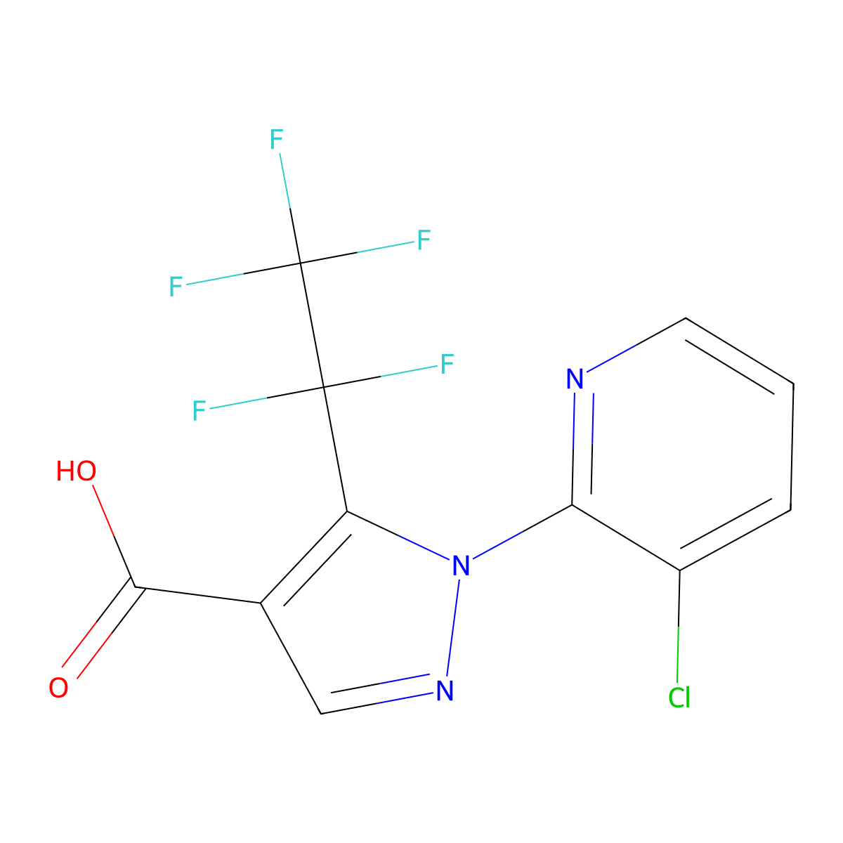 1-(3-chloropyridin-2-yl)-5-(pentafluoroethyl)-1H-pyrazole-4-carboxylic acid molecular structure, CAS 1311316-34-3