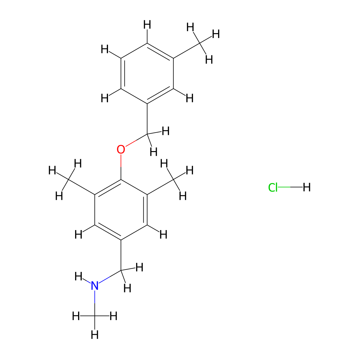 ({3,5-Dimethyl-4-[(3-methylphenyl)methoxy]phenyl}methyl)(methyl)amine hydrochloride molecular structure, CAS 1311316-37-6