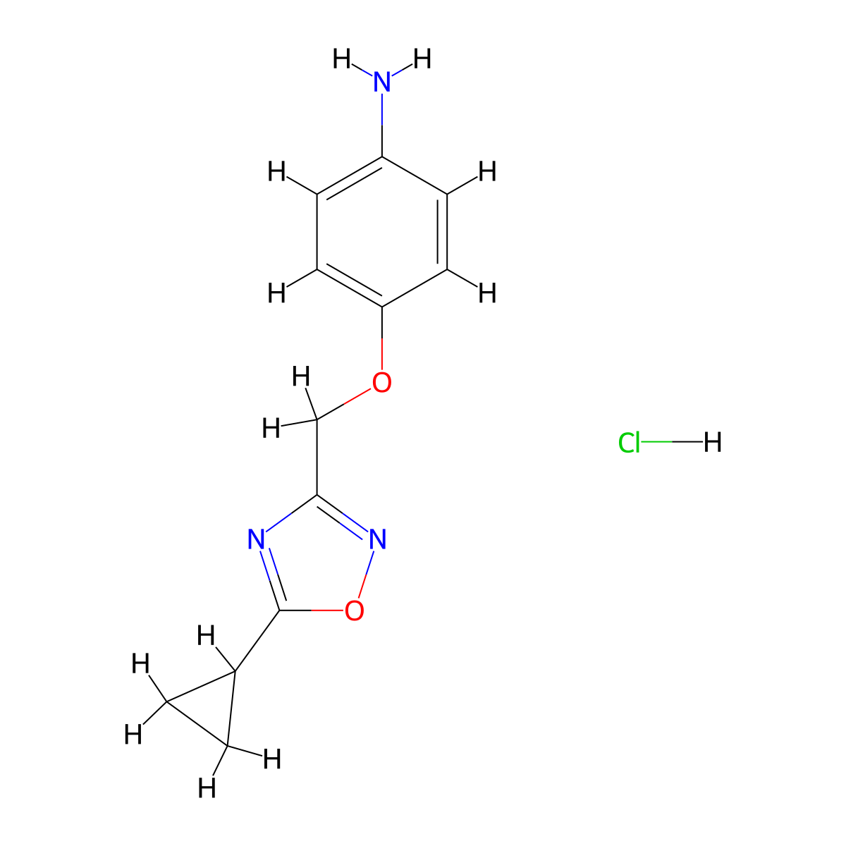 4-[(5-Cyclopropyl-1,2,4-oxadiazol-3-yl)methoxy]aniline hydrochloride molecular structure, CAS 1311316-40-1