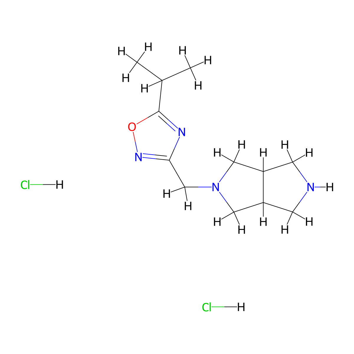 3-{Octahydropyrrolo[3,4-c]pyrrol-2-ylmethyl}-5-(propan-2-yl)-1,2,4-oxadiazole dihydrochloride molecular structure, CAS 1311316-42-3