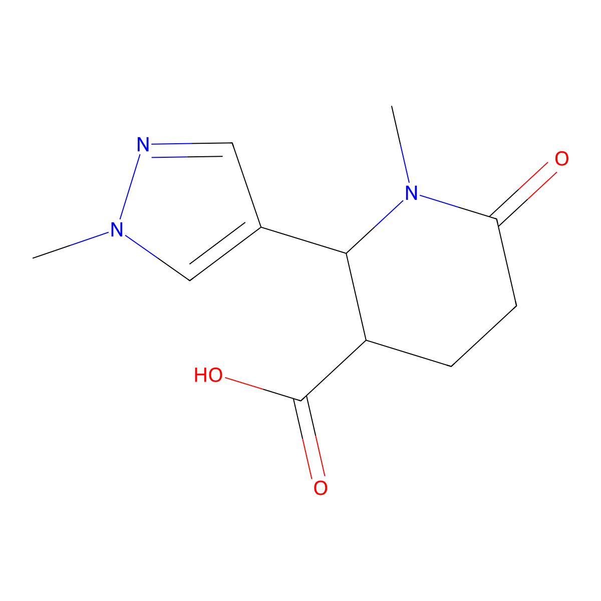1-methyl-2-(1-methyl-1H-pyrazol-4-yl)-6-oxopiperidine-3-carboxylic acid molecular structure, CAS 1311316-52-5
