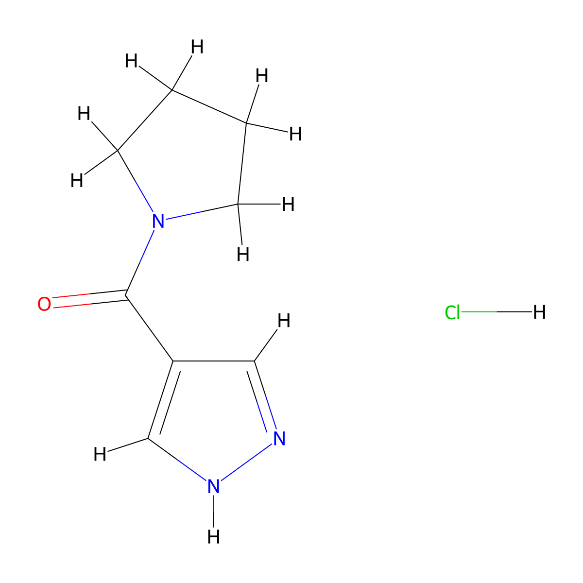 4-(pyrrolidine-1-carbonyl)-1H-pyrazole hydrochloride molecular structure, CAS 1311316-59-2