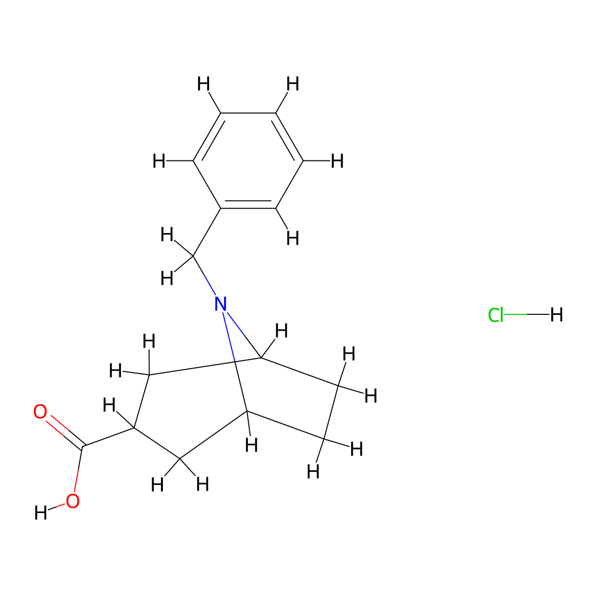 8-Benzyl-8-azabicyclo[3.2.1]octane-3-carboxylic acid hydrochloride molecular structure, CAS 1311316-62-7