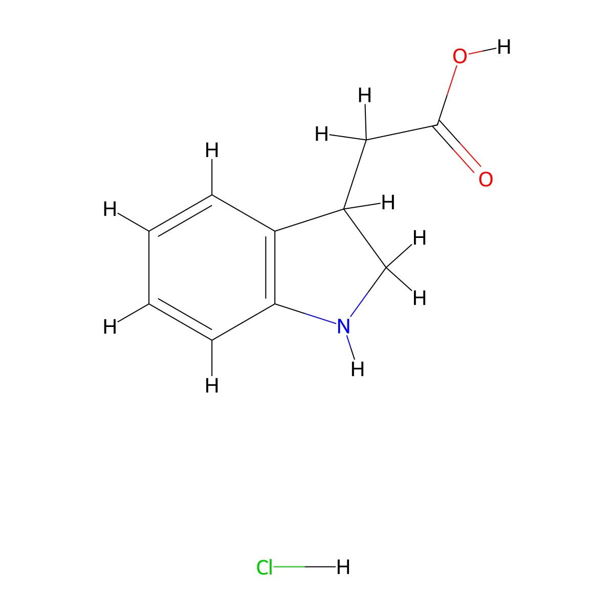 2-(2,3-dihydro-1H-indol-3-yl)acetic acid hydrochloride molecular structure, CAS 1311316-63-8