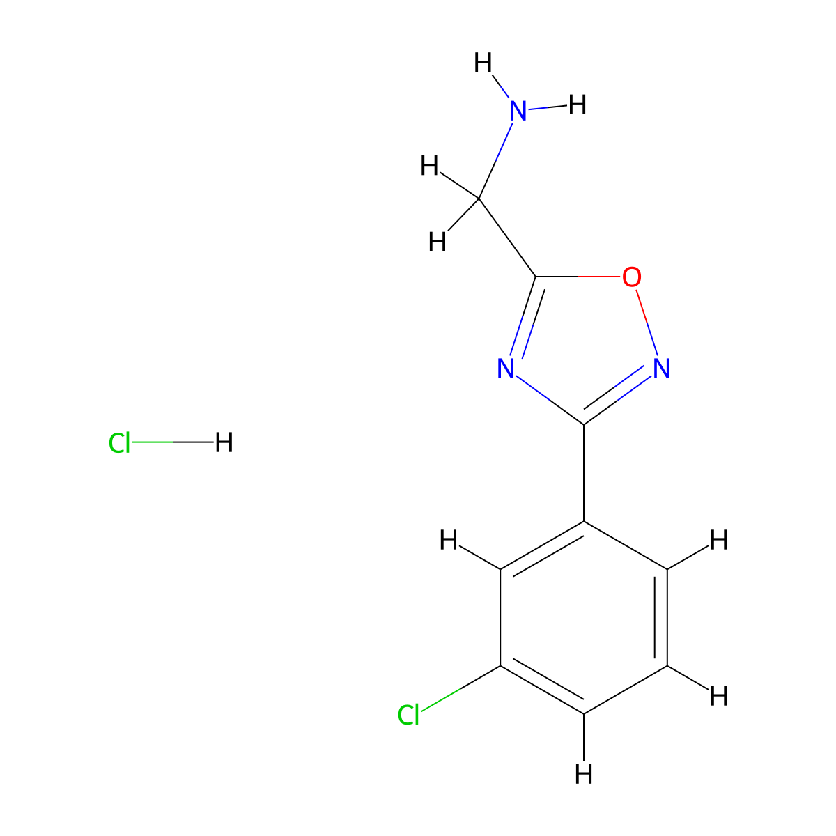 [3-(3-Chlorophenyl)-1,2,4-oxadiazol-5-yl]methanamine hydrochloride molecular structure, CAS 1311316-67-2