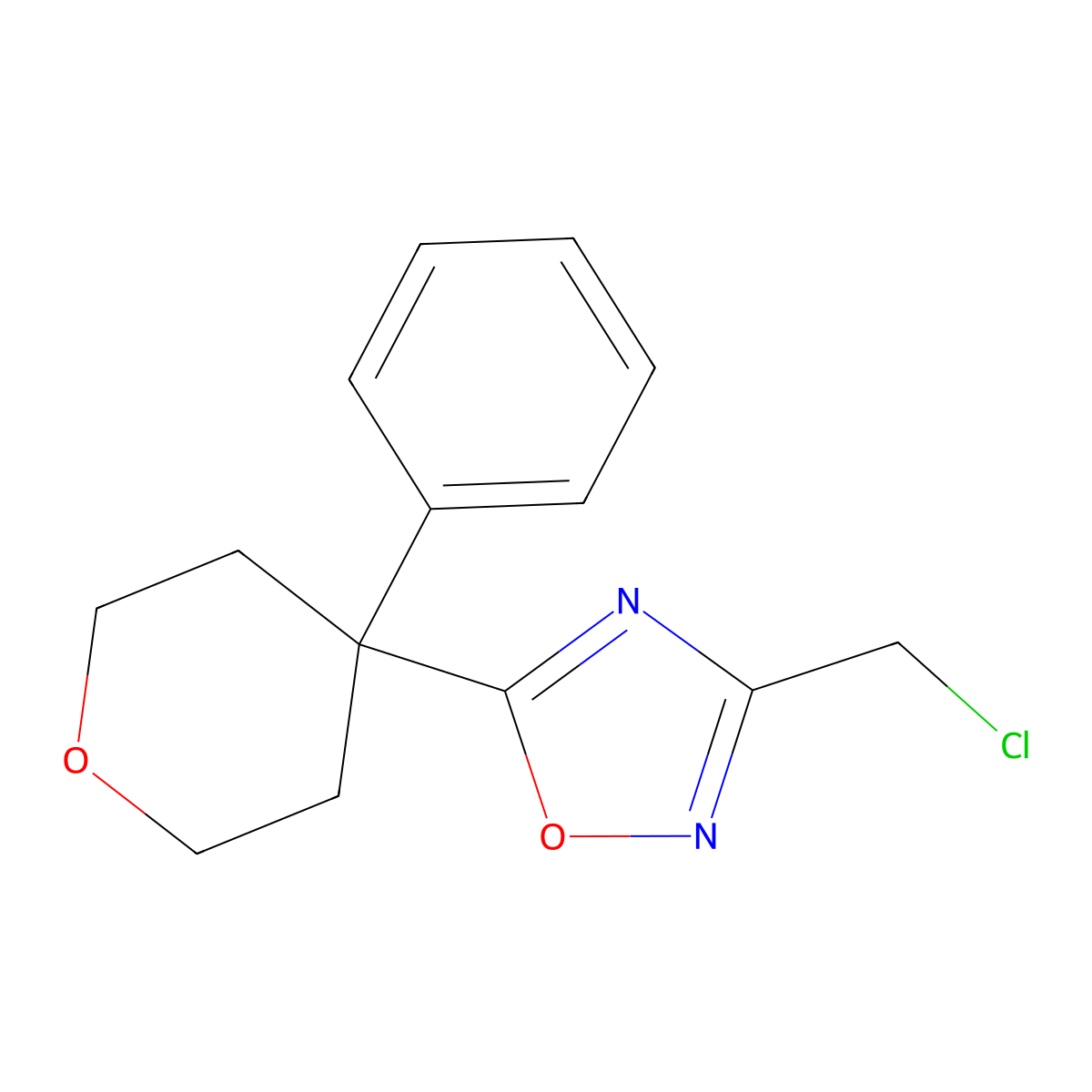 3-(Chloromethyl)-5-(4-phenyloxan-4-yl)-1,2,4-oxadiazole molecular structure, CAS 1311316-70-7
