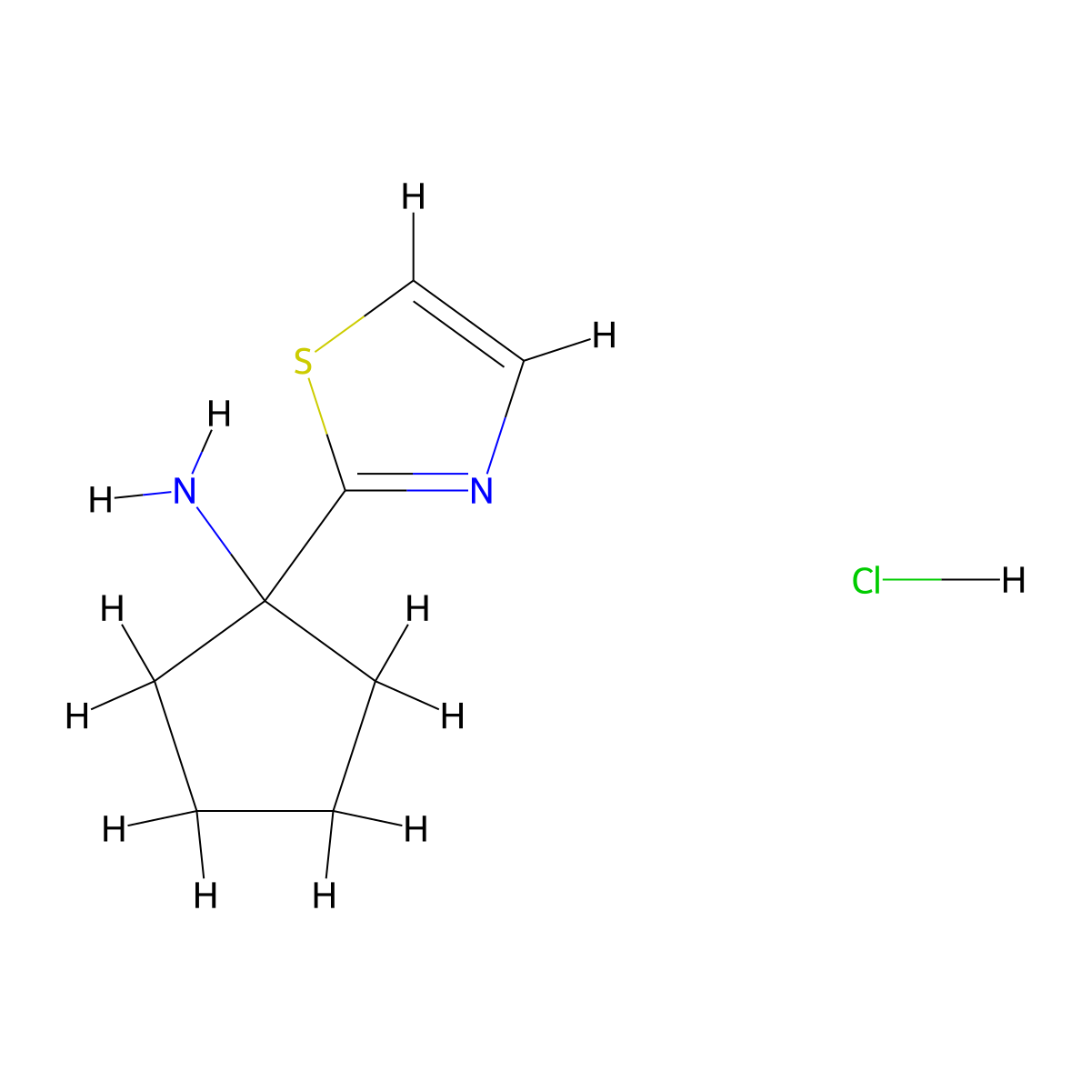 1-(1,3-Thiazol-2-yl)cyclopentan-1-amine hydrochloride molecular structure, CAS 1311316-71-8
