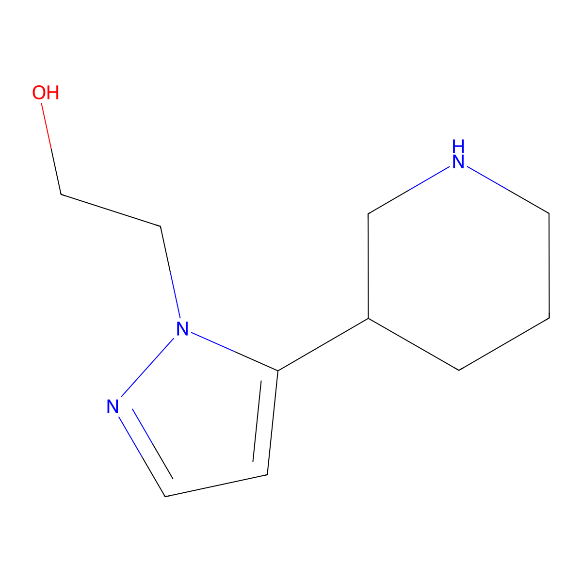 2-[5-(piperidin-3-yl)-1H-pyrazol-1-yl]ethan-1-ol molecular structure, CAS 1311316-77-4