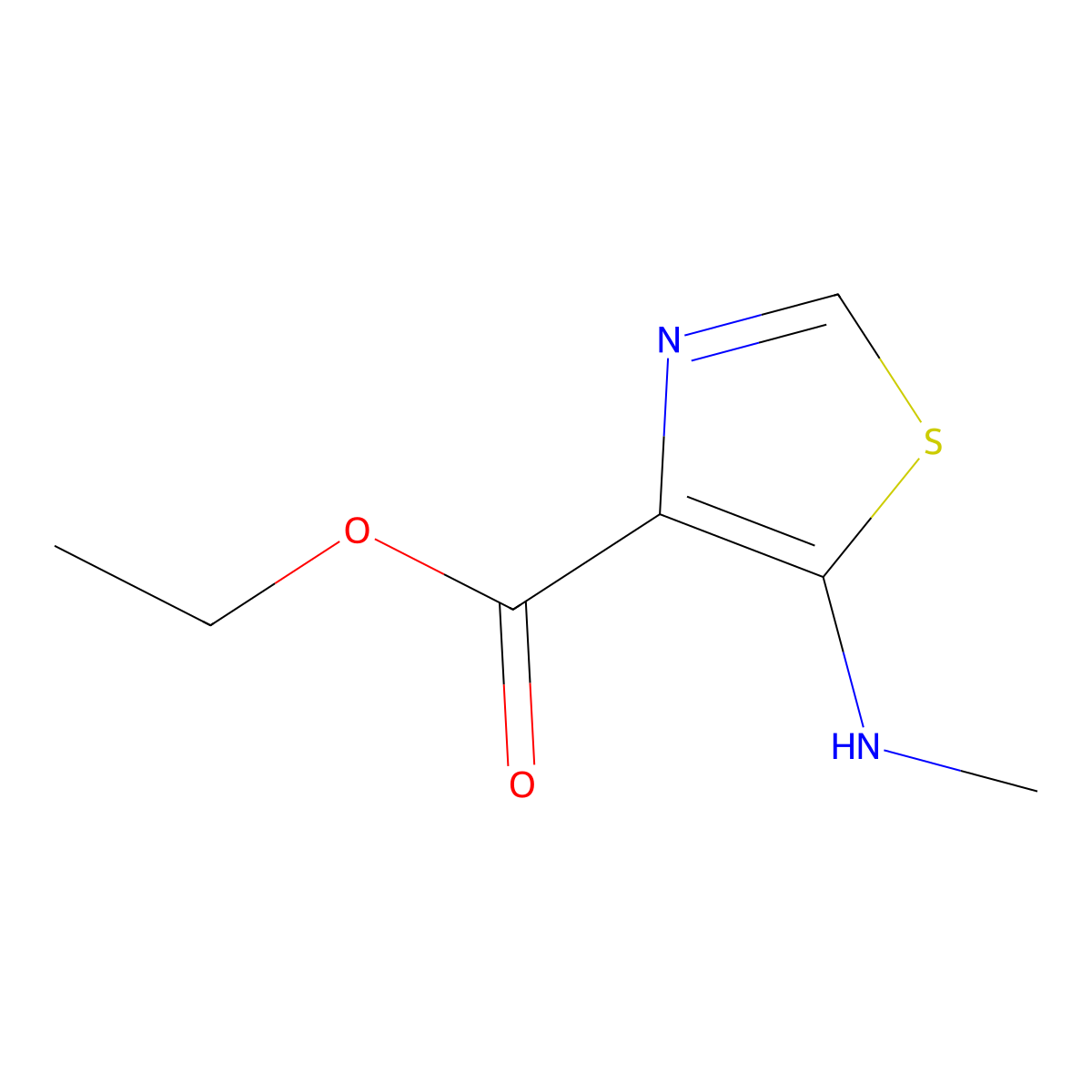 Ethyl 5-(methylamino)-1,3-thiazole-4-carboxylate molecular structure, CAS 1311316-82-1