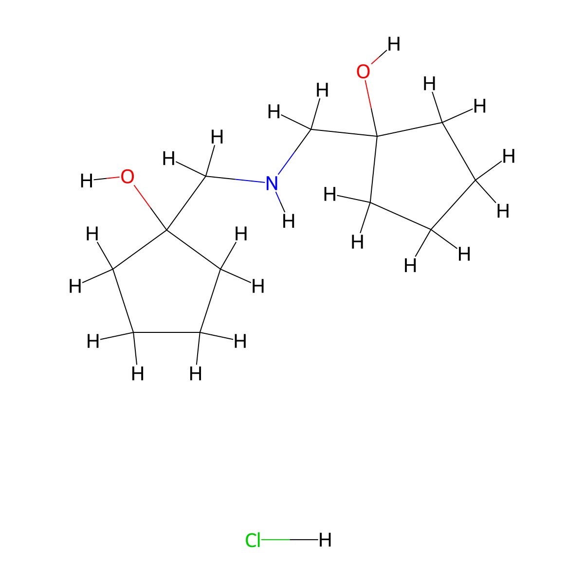 1-((((1-Hydroxycyclopentyl)methyl)amino)methyl)cyclopentan-1-ol hydrochloride molecular structure, CAS 1311316-84-3